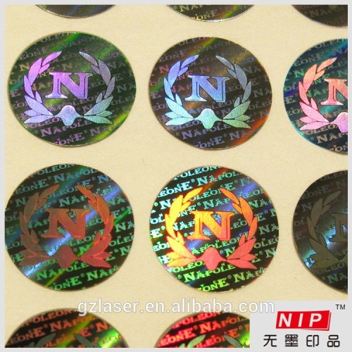 Silver background Polyester custom hologram sticker label