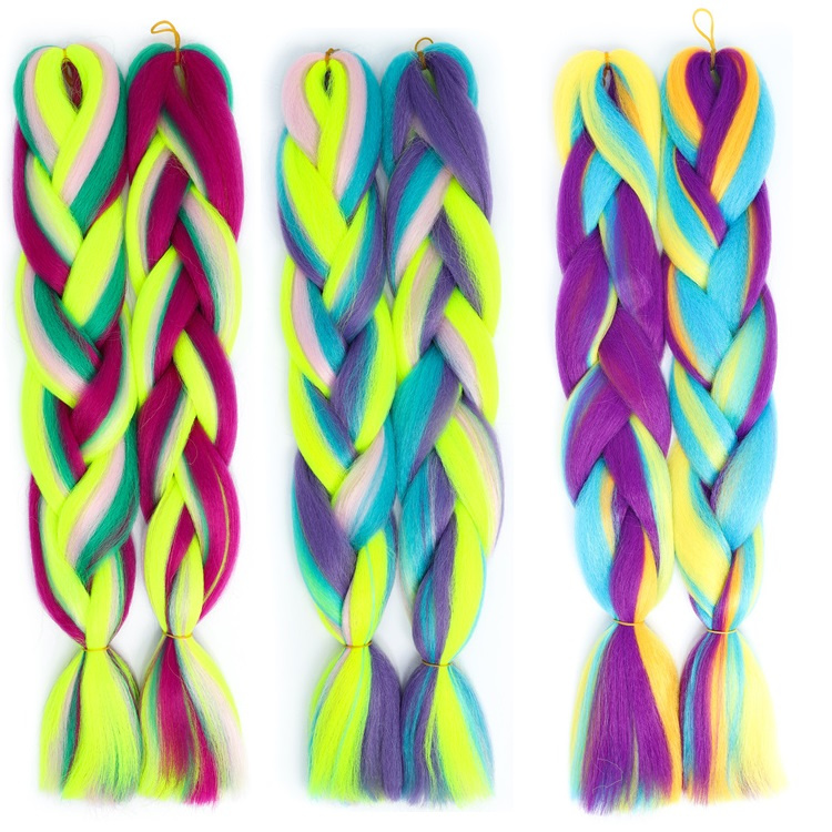 Rainbow Mix Colorful Synthetic Braiding Hair Extensions Soft Jumbo Crochet Braids