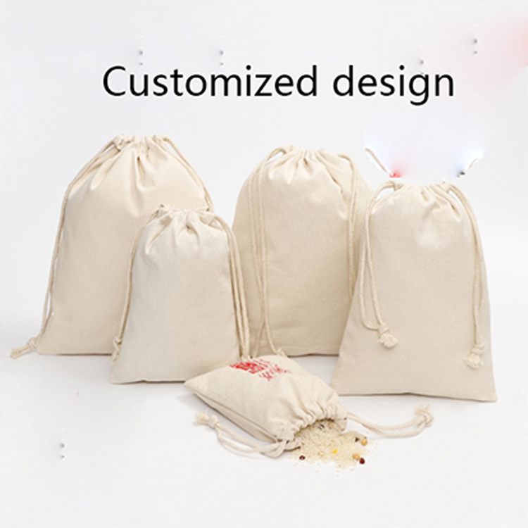 Wholesale cheap price printed logo new design recyclable Eco-friendly organic cotton muslin drawstring bags