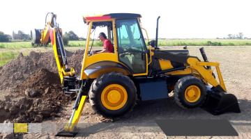 New backhoe loader With Diesel Engine Shoveling Sand