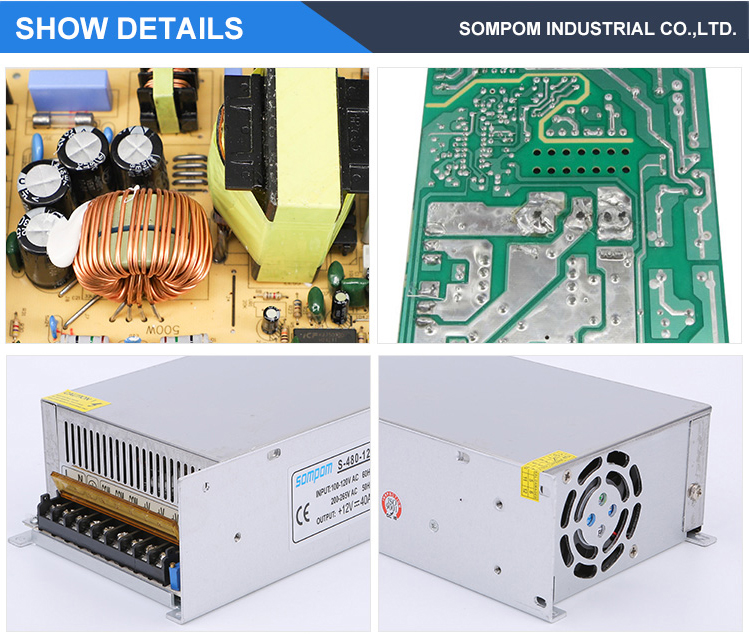 SOMPOM 12v 40a ac to dc switch power supply smps for led strip