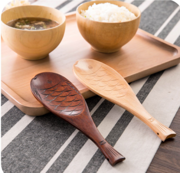 Fish Shape Natural Wooden Rice Spoon Spatulas