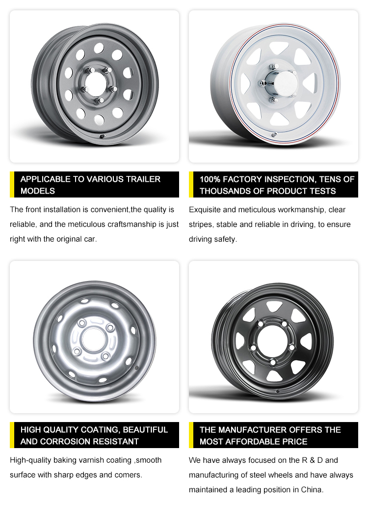 14x5 Steel Trailer Wheel 4x100 Chrome Rims