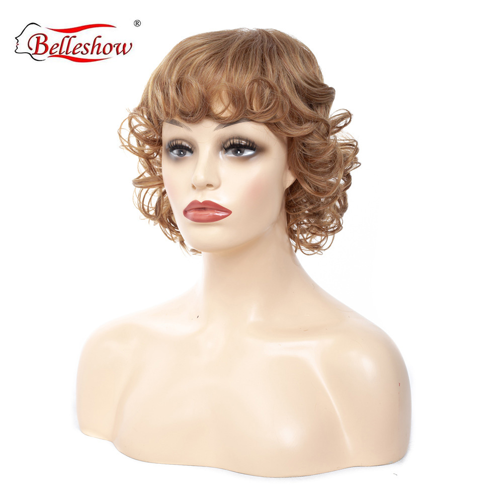 Hot sell  wholesale short hair cheap women brown Curly wig for young girl wigs