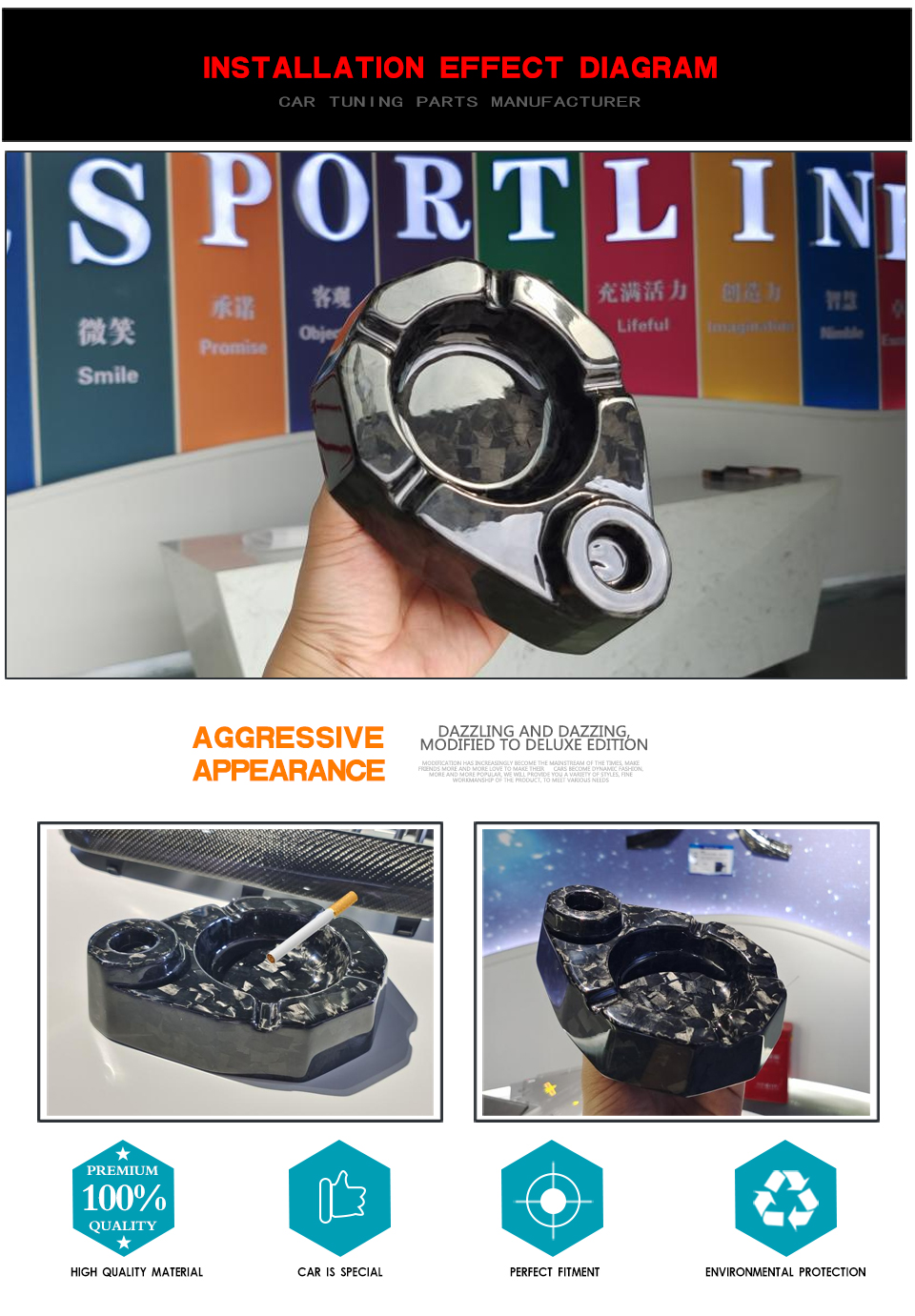 Forged Carbon Fiber Cigar Ashtray Custom Carbon Composite Luxury Gift Accessories for Modern Gentleman 2022