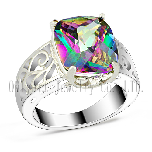 Popular New Colorful Stone Set Silver 925 Ring (OAR0287)