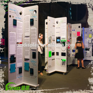 4 Sides MDF Pegboard , MDF Display Stand with Wheels