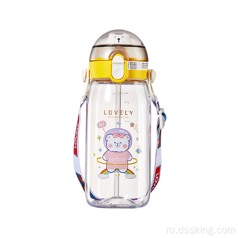 2022 Новый дизайн Tritan Plastic BPA Бесплатный бутылок с водой спорт милый медведь для детей безопасная бутылка спорт
