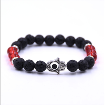 Gemstone Evil Eye Bracelet Lava Stone Essential Oil Diffuser Reiki Healing Balancing Round Beads