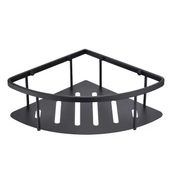 Black Wall-Mounted Corner Shower Shelf