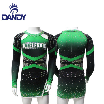 Customized glitter rhinestone cheerleading uniforms