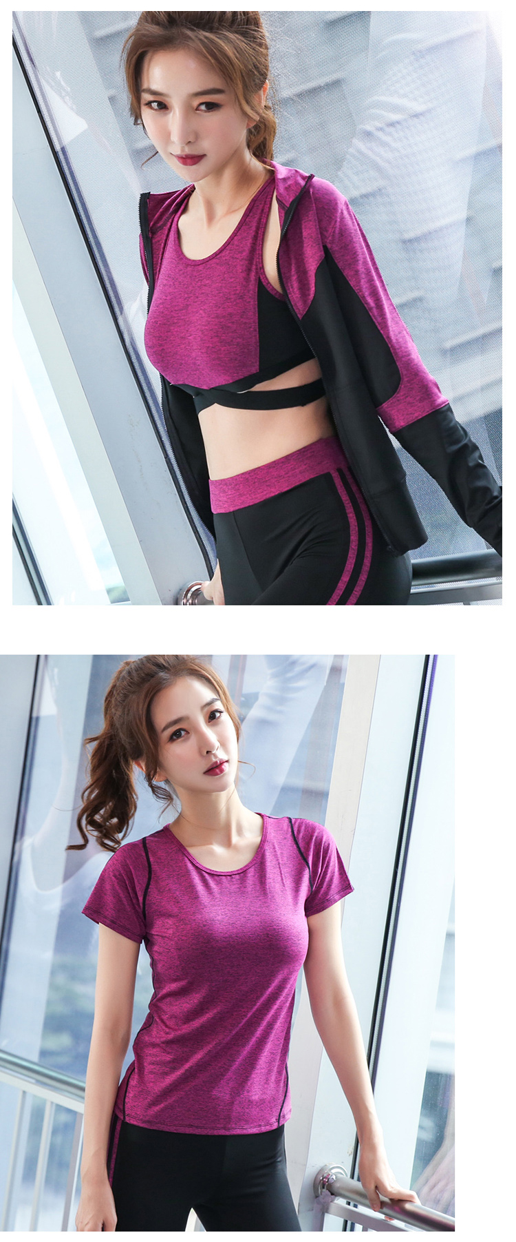 Womens 5pcs Sport Suits Fitness Yoga Running Athletic