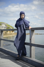 Blue Knit Fabric batwing Dress