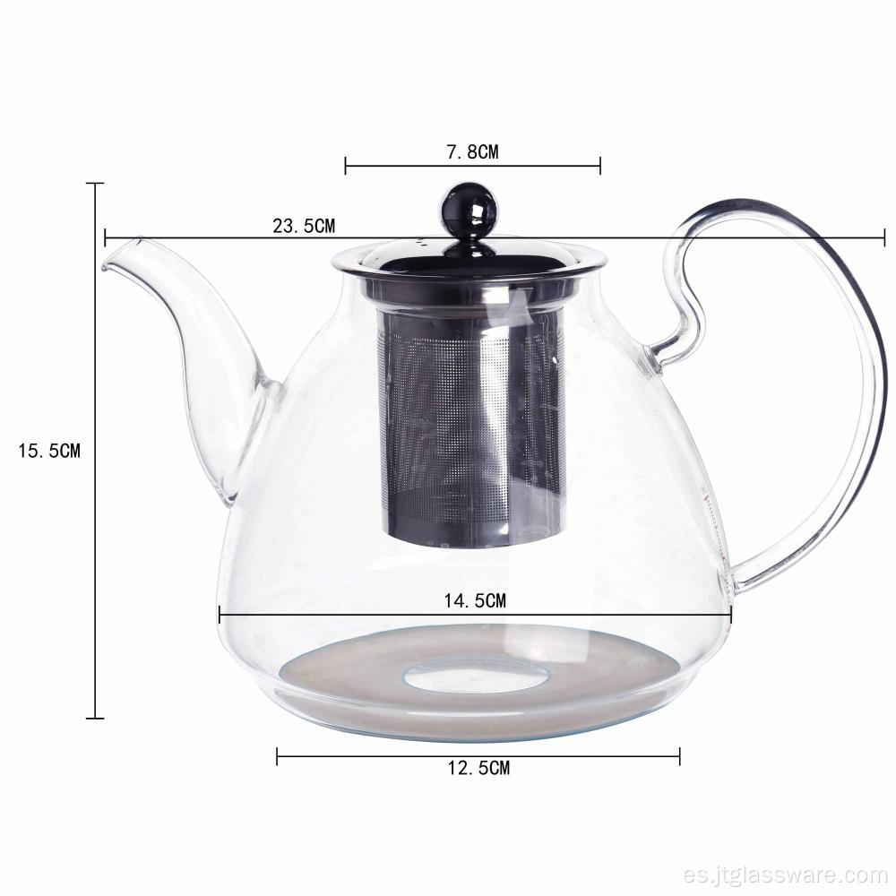 Tetera de vidrio de borosilicato hecha a mano para cocinar té