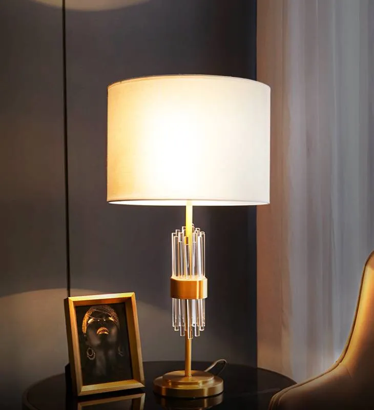 Contemporary LED Crystal Steel Table Lamp for Modern Bedrooms