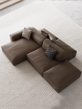 Genuine Leather Backrest Sofa - Apartment Sofa