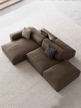 Genuine Leather Backrest Sofa - Apartment Sofa