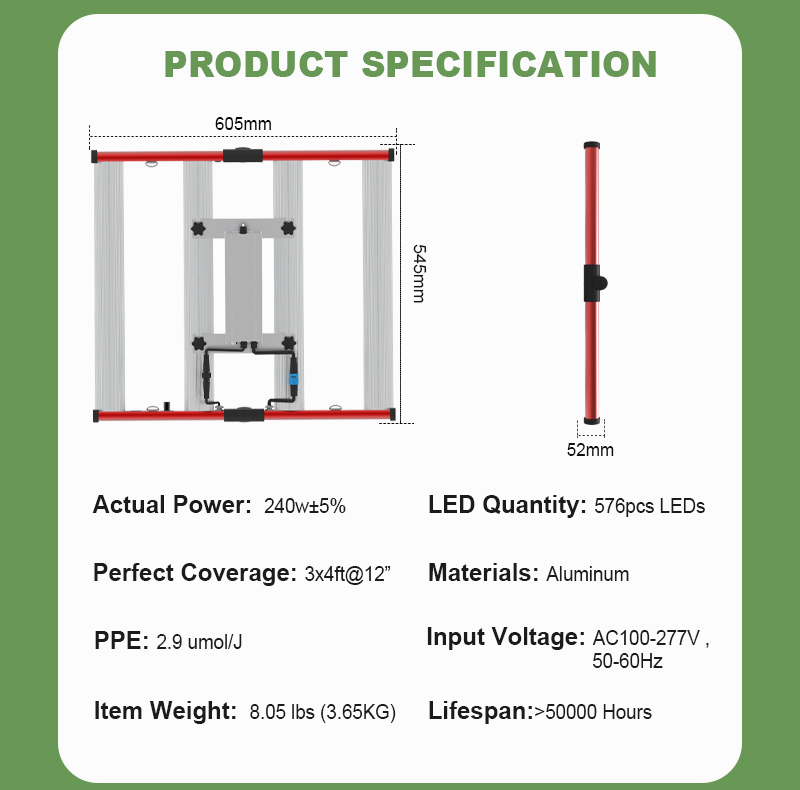 Harga grosir kustom pabrik 240w LED tumbuh lampu