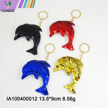 Dolphin shape sequined key ring bag hanging ornaments