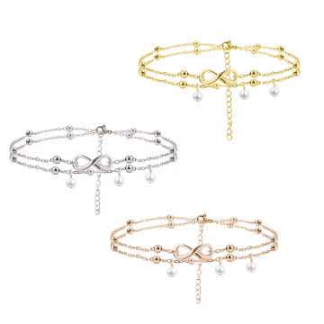 Crystal Gold Rhinestone Chain Number Eight Anklet