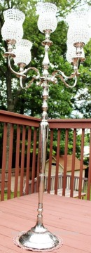 MODERN 5 Crystal Goblets Candelabra Wedding Centerpiece