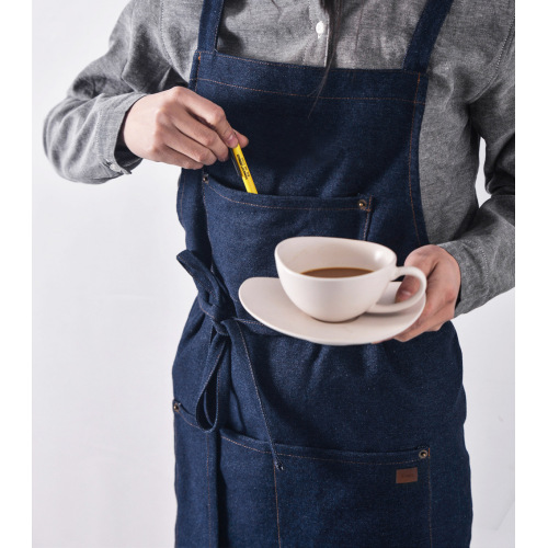 Nordic custom LOGO denim sleeveless neck apron