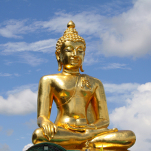 Antique metal life-size Buddha thai bronze statues