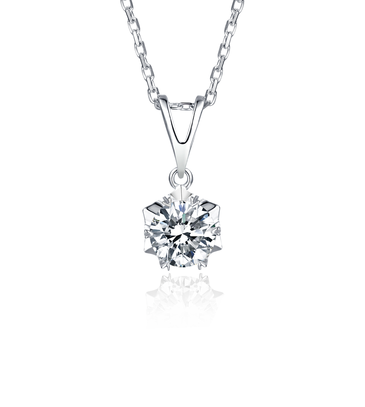Popular Luxury  925 Sterling Silver Moissanite Pendant Women Engagement Six Prongs Large Diamond Wedding Party Necklace