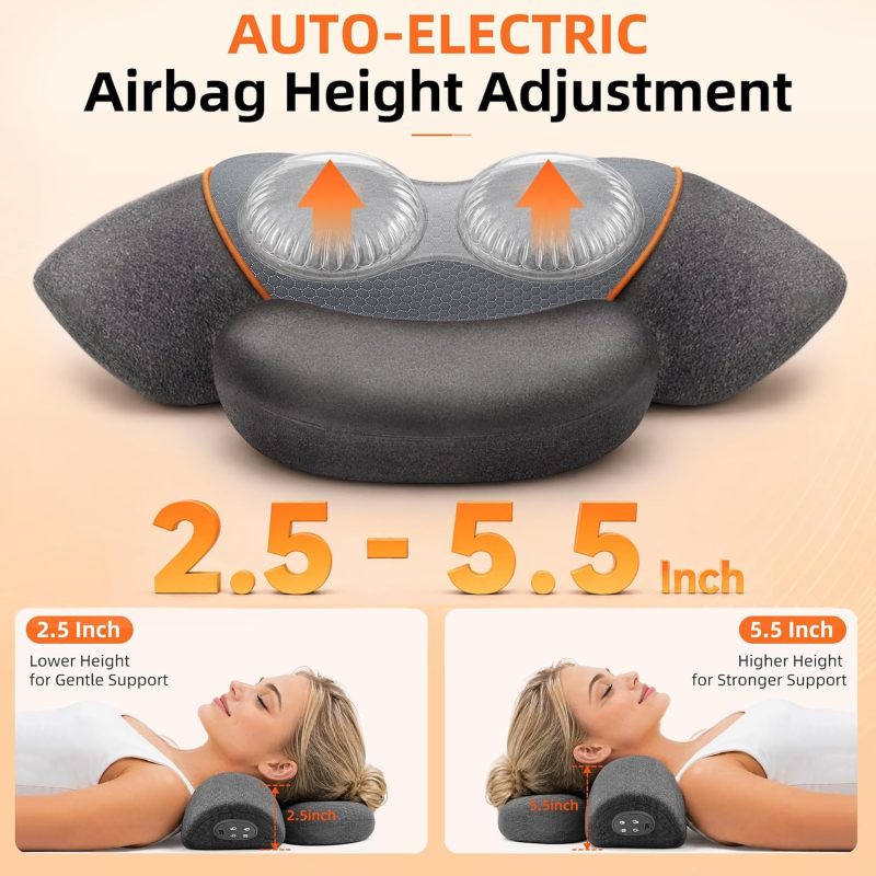 3 in-1 Cordless Neck Massager Pillow with Heat, Vibration, Remote Control