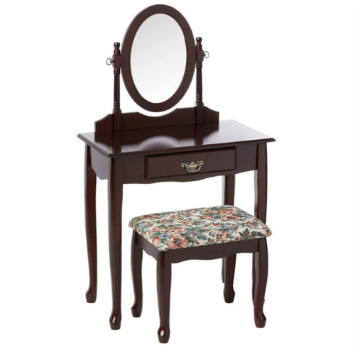 French Style Solid Wood Mirrored Dressing Table