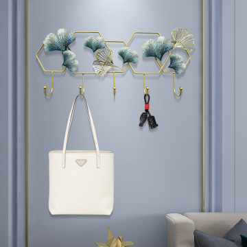 Metal Wall Hook Key Holder - Ginkgo Leaf Wall-Mounted Key Hanger Rack