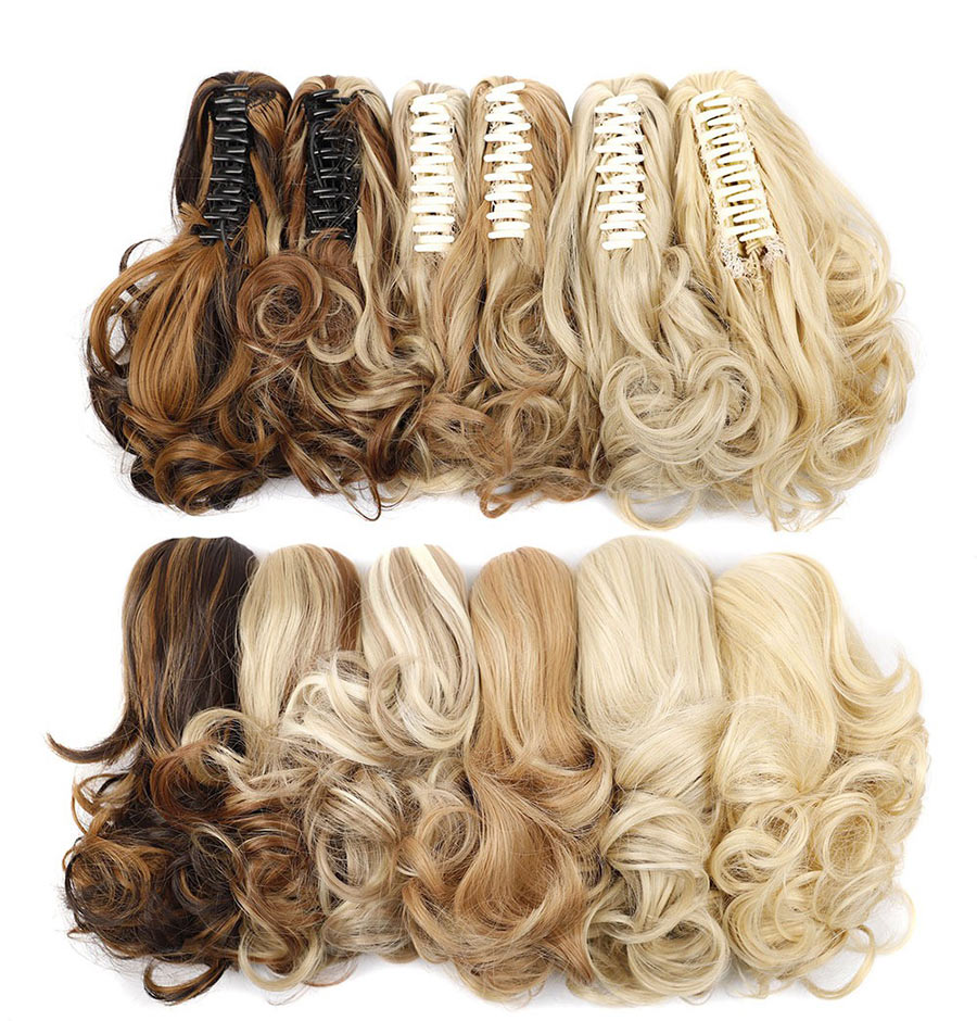 Synthetic 6 Colors 12" Short Wavy Ponytail Claw Clip On Hair Extensions