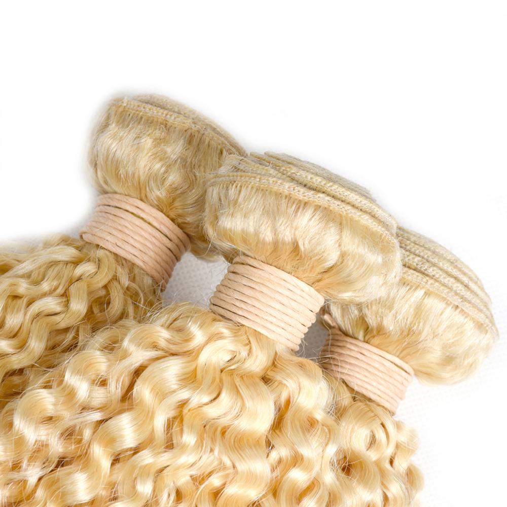 Top Quality Wholesale Blonde 613 hair bundles virgin raw Indian curly Hair extension