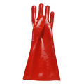 Resina PVC roja Acabado liso Guantes protectores 40cm