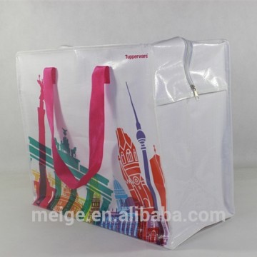 recyclable water-proof fabric zipper tote bag / PP zipper bag