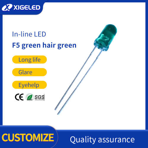 F5 LED Lamp Beads Green Hair Green