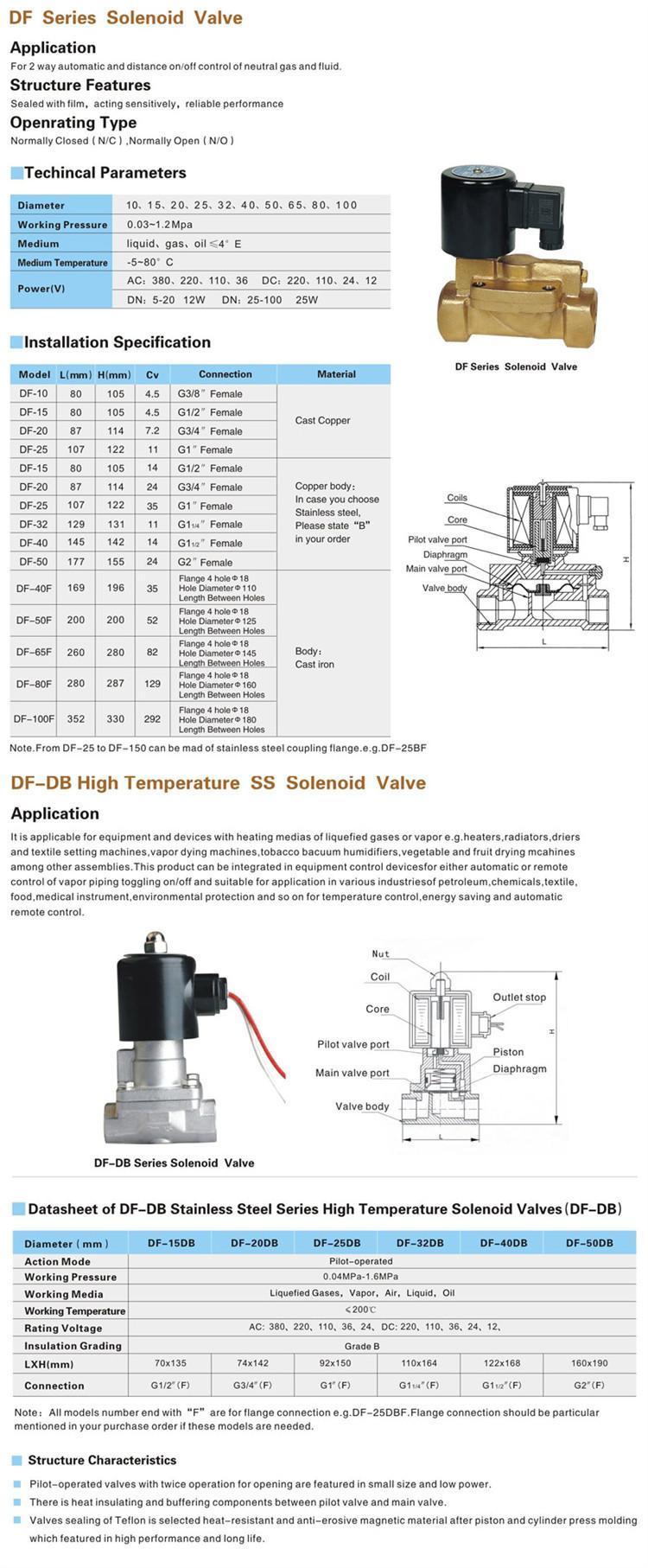 High Pressure Stainless Steel Electric Water Valve Solenoid Valve 24V For Water Treatment