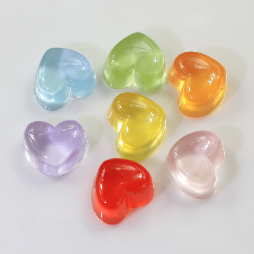 Clear 3D Pure Beautiful Cute Flat Back Chunky Heart Bead trasparente Sweet Candy Style Kawaii 14*16*10mm Bead in resina per fai da te