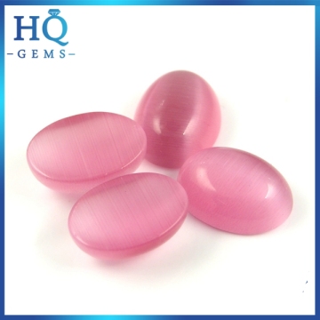 Wholesale Oval Glass Cat Eye Gems Pink Synthetic cat eye contact lenses