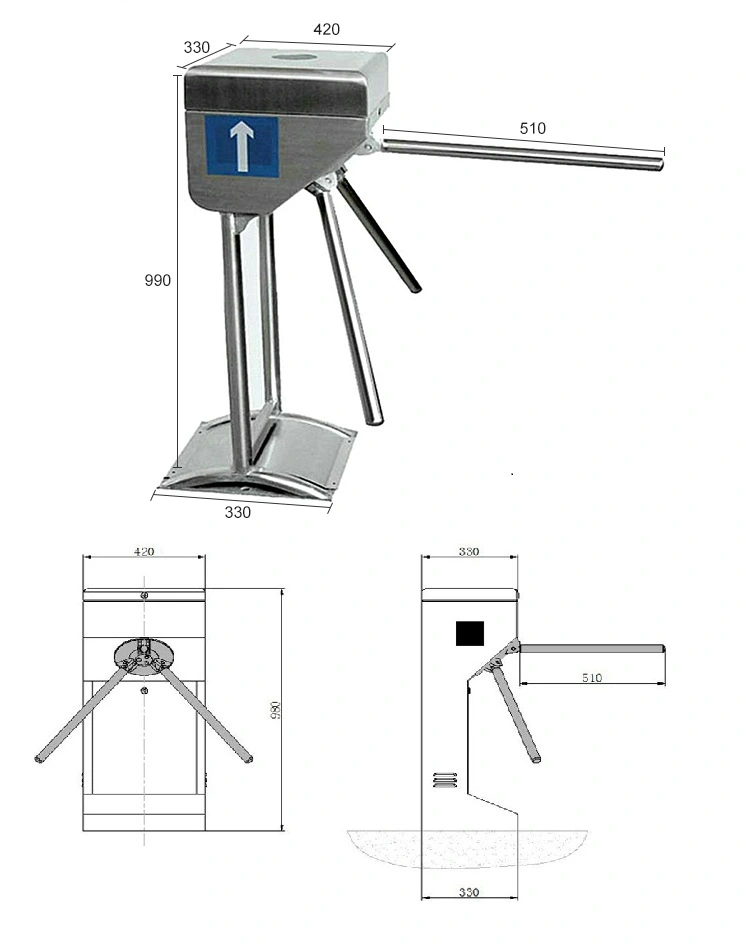 Mini Barcode Tripod Turnstile for Industrial Facilities