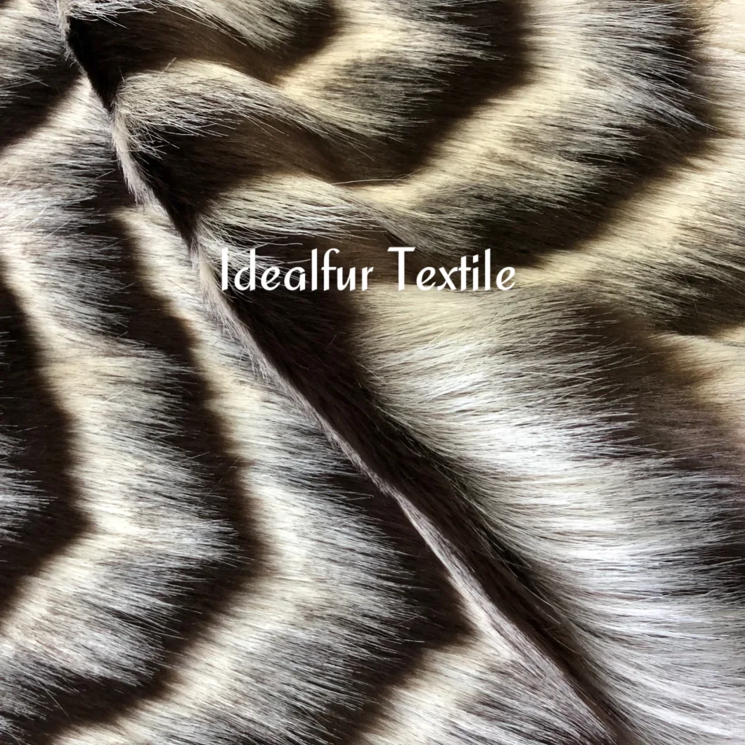 Three Tone Jacquard Wavy Pattern Synthetic Fur