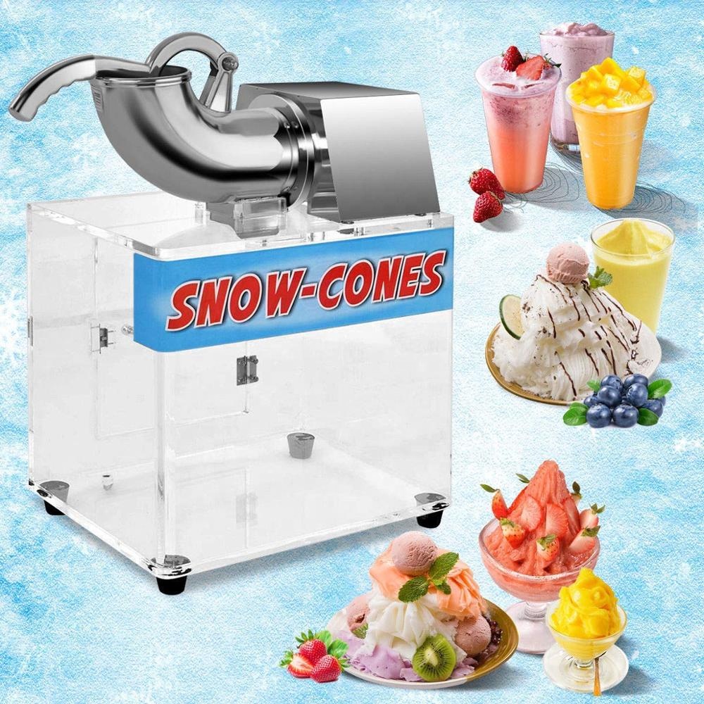 Commercial Big Capacity Electric Ice Shaver Machine Crusher Snow Cone Maker With Acrylic Box