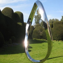 Abstract contemporary modern polished metal craft stainless steel outdoor sculpture