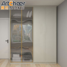 Tempered Glass Door Double Wardrobe Design for Bedroom