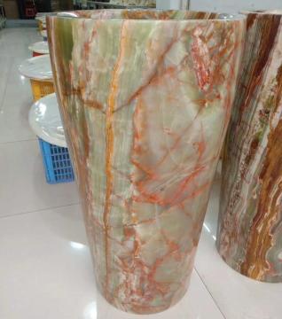 Indoor Sink Natural Green Onyx Pedestal Sink Stone Sink