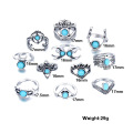 11 pièces Turquoise Ring Set femme doigt joint rétro femme fille Bohème argent joint jeunesse Halloween fête cadeau quotidien