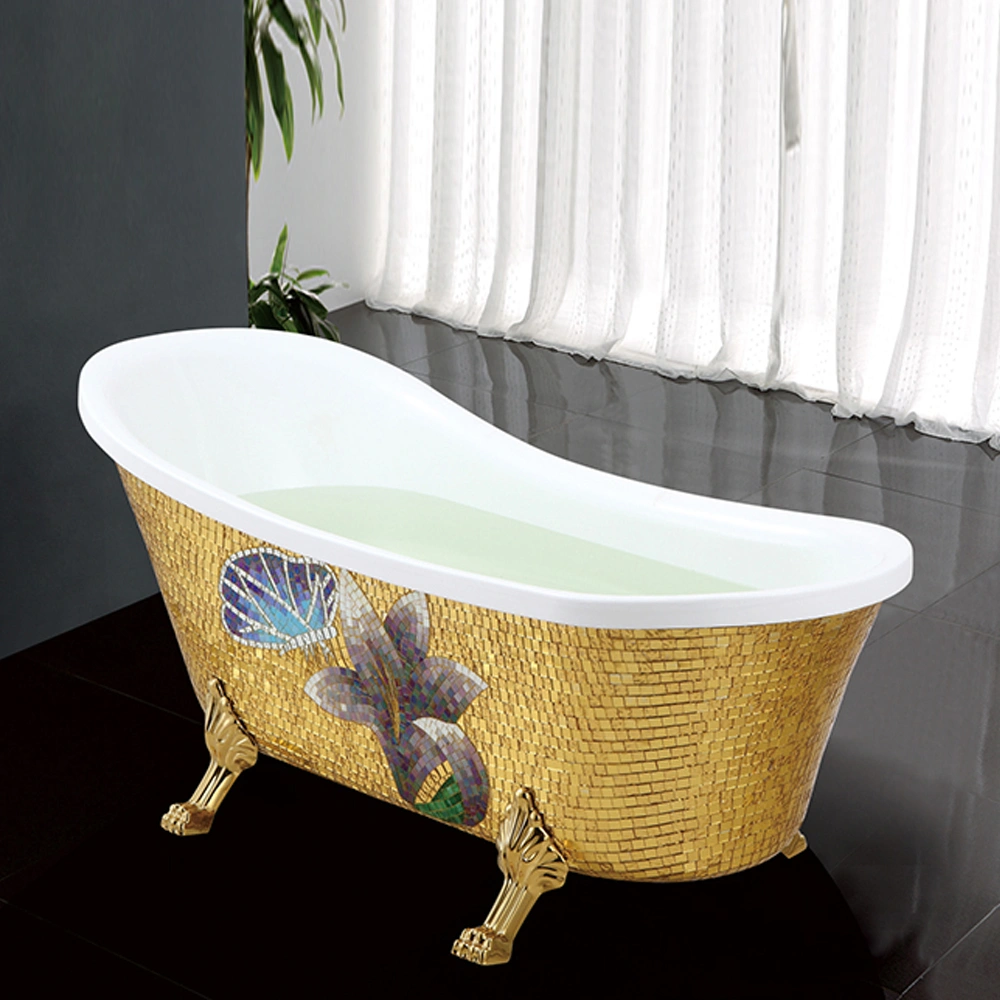 Oval Shape Free Standing with Mosaic Surround 4 Foot Bathtub