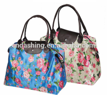 Folding reusable nylon shopping bags