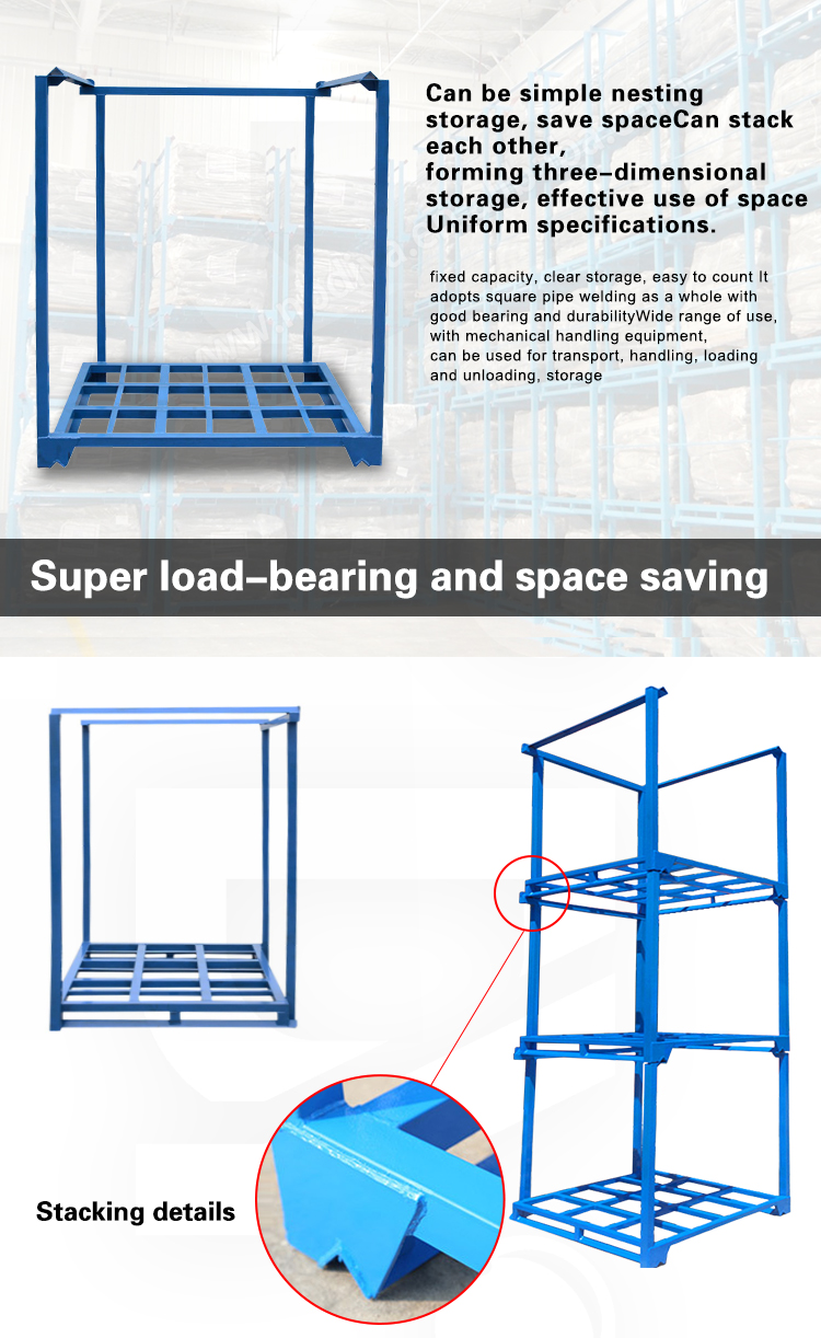 Foldable metal stacking rack for fabric rolls