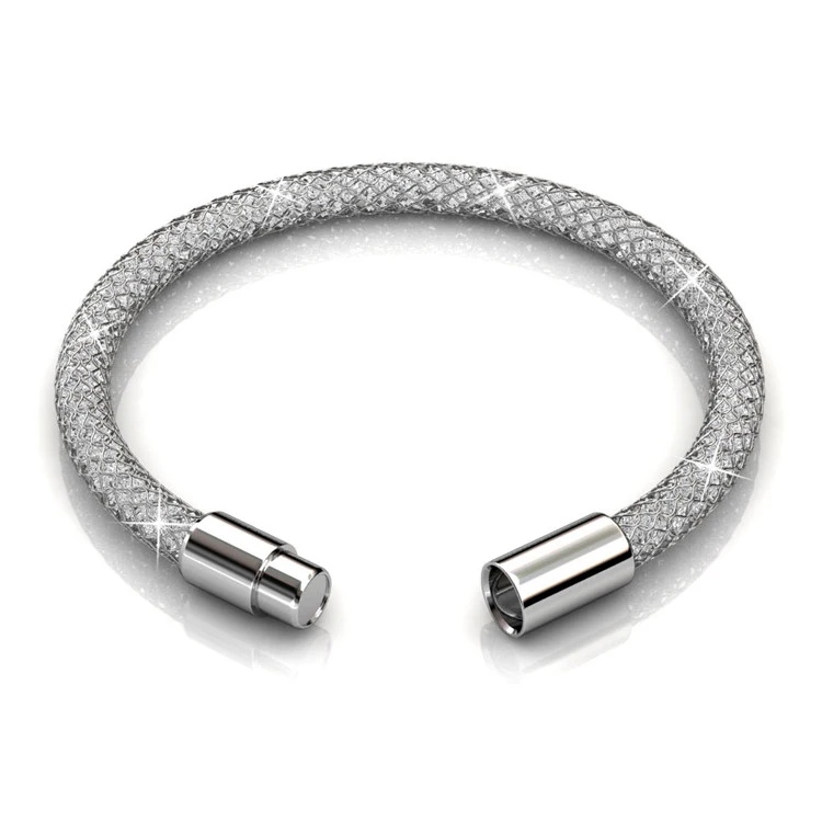Women Jewelry Magnetic Clasp Bling Mesh Bracelet Embedded More with 120 PCS of Crystal